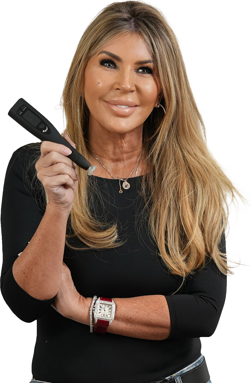 Picture of Louise Walsh holding the CoolJet device